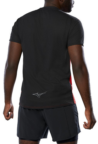 Футболка мужская Mizuno Dryaeroflow Fiery Red/Black - Фото 4 большая