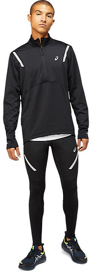 Футболка мужская ASICS Lite-Show Winter 1/2 Zip Black - Фото 2 большая