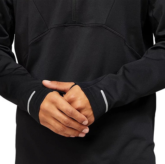 Футболка мужская ASICS Lite-Show Winter 1/2 Zip Black - Фото 5 большая