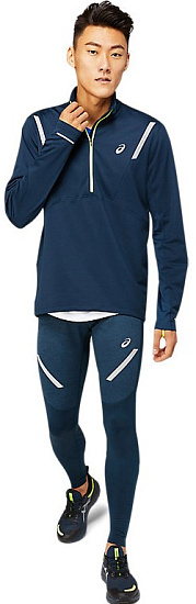 Футболка мужская ASICS Lite-Show Winter 1/2 Zip French Blue - Фото 3 большая