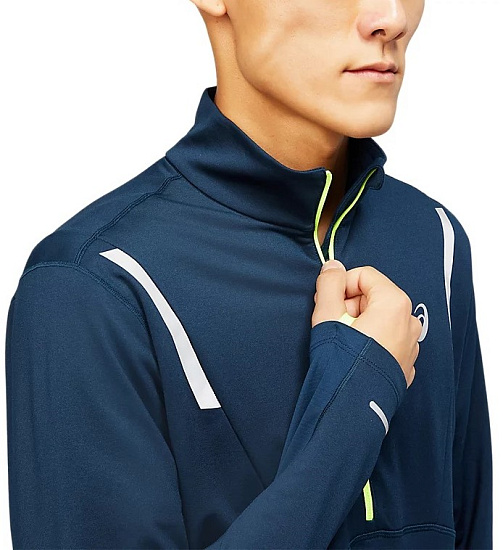 Футболка мужская ASICS Lite-Show Winter 1/2 Zip French Blue - Фото 7 большая