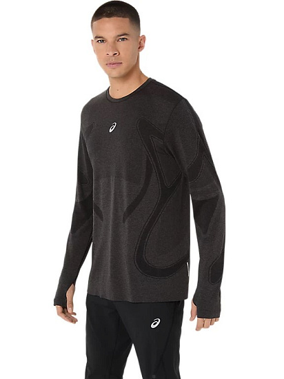 Лонгслив мужской ASICS Road Seamless Performance Black - Фото 4 большая