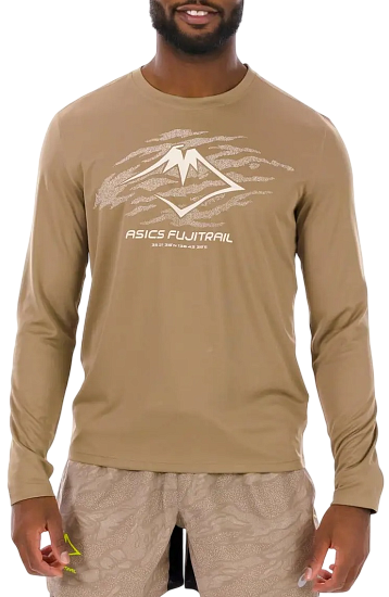 Лонгслив мужской ASICS Fujitrail Logo Pepper/Grey/Oatmeal - Фото 3 большая
