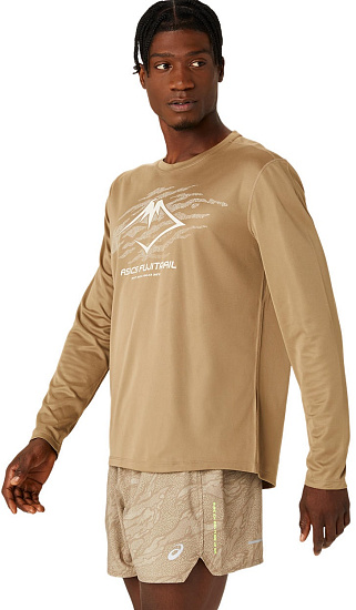 Лонгслив мужской ASICS Fujitrail Logo Pepper/Grey/Oatmeal - Фото 5 большая