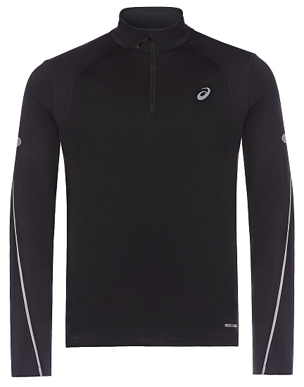 Лонгслив мужской ASICS Road Lite-Show 1/2 Zip Black - Фото 1 большая