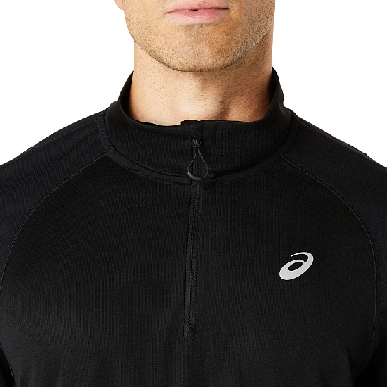 Лонгслив мужской ASICS Road Lite-Show 1/2 Zip Black - Фото 5 большая