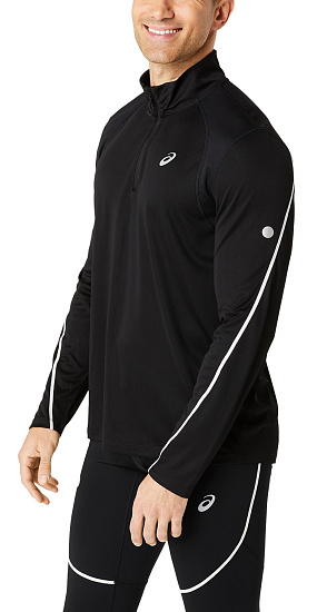 Лонгслив мужской ASICS Road Lite-Show 1/2 Zip Black - Фото 6 большая