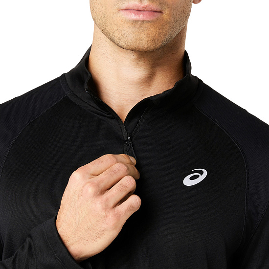 Лонгслив мужской ASICS Road Lite-Show 1/2 Zip Black - Фото 7 большая