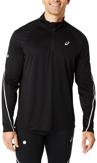 Лонгслив мужской ASICS Road Lite-Show 1/2 Zip Black - Фото 1 большая
