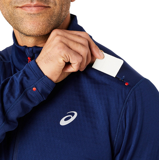 Лонгслив мужской ASICS Road Winter 1/2 Zip Blue - Фото 5 большая