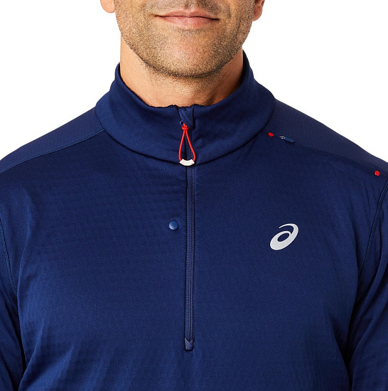 Лонгслив мужской ASICS Road Winter 1/2 Zip Blue - Фото 6 большая