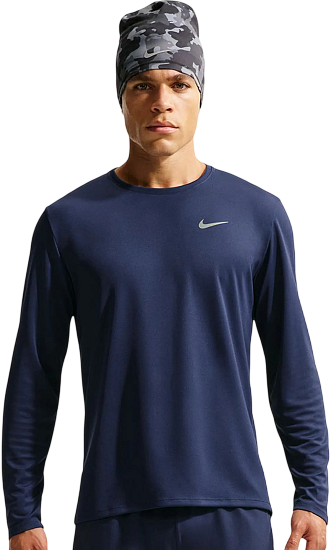 Лонгслив мужской Nike Dri-FIT Uv Miler Midnight Navy/Reflective Silver - Фото 1 большая