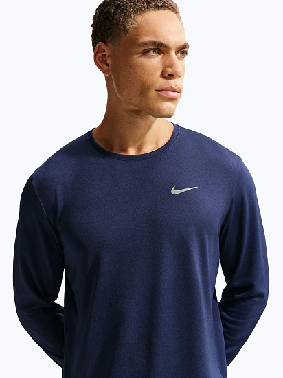 Лонгслив мужской Nike Dri-FIT Uv Miler Midnight Navy/Reflective Silver - Фото 2 большая