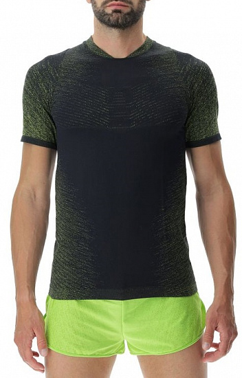 Футболка мужская UYN Running Exceleration Ow Sl Black/Lime - Фото 1 большая