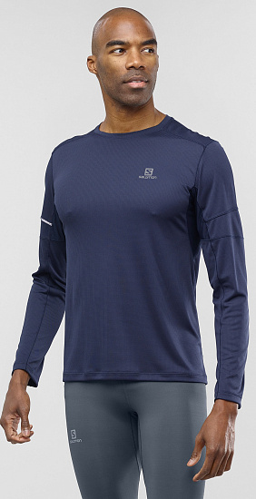 Футболка мужская Salomon Agile LS Night Sky - Фото 2 большая