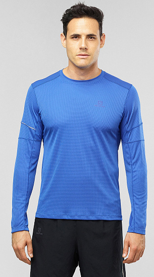 Футболка мужская Salomon Agile LS Tee Nautical Blue - Фото 2 большая