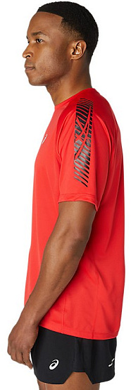 Футболка мужская ASICS Icon Ss Electric Red/Performance Black - Фото 5 большая