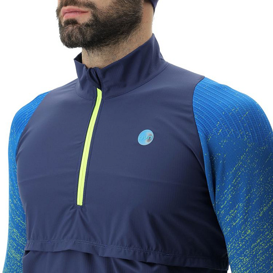 Лонгслив мужской UYN Running Exceleration Windproof Lapis/Lime - Фото 2 большая