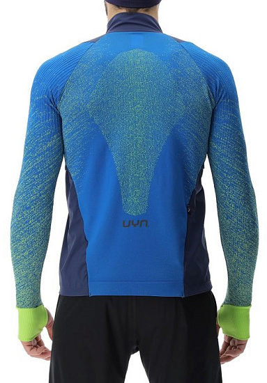 Лонгслив мужской UYN Running Exceleration Windproof Lapis/Lime - Фото 5 большая