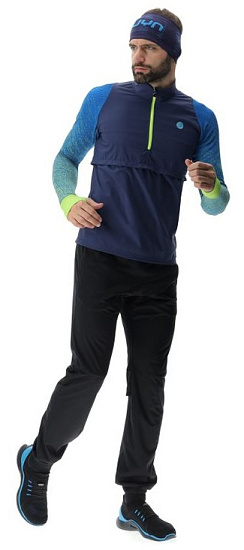 Лонгслив мужской UYN Running Exceleration Windproof Lapis/Lime - Фото 8 большая