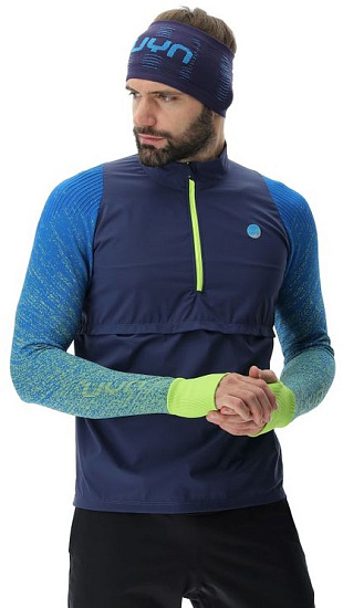 Лонгслив мужской UYN Running Exceleration Windproof Lapis/Lime - Фото 9 большая