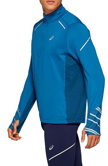 Футболка мужская ASICS Lite-Show 2 Winter LS 1/2 Zip Deep Sapphire/Mako Blue - Фото 3 большая
