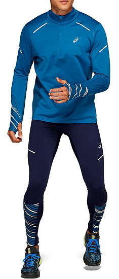 Футболка мужская ASICS Lite-Show 2 Winter LS 1/2 Zip Deep Sapphire/Mako Blue - Фото 6 большая