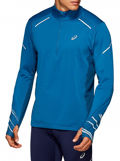 Футболка мужская ASICS Lite-Show 2 Winter LS 1/2 Zip Deep Sapphire/Mako Blue - Фото 1 большая
