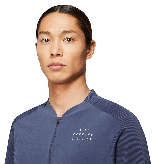 Футболка мужская Nike Dri-Fit Element Run Division Full-Zip Thunder Blue/Reflective Silver - Фото 3 большая
