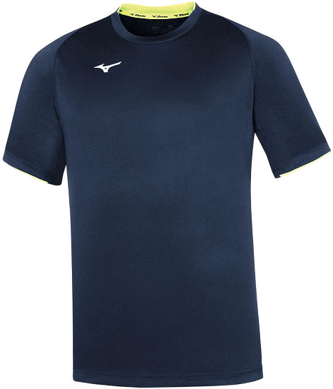 Футболка мужская Mizuno Core Navy/Yellowfluo - Фото 1 большая