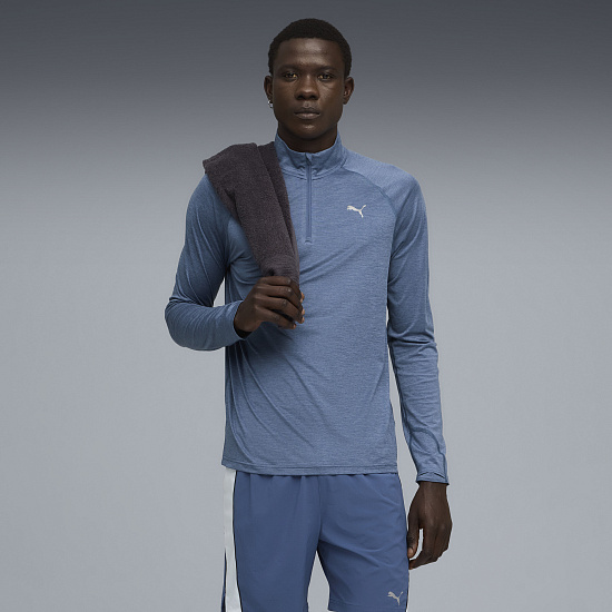 Лонгслив мужской Puma Run Vel Cldspn 1/4 Zip Dark Indigo/Heather - Фото 3 большая