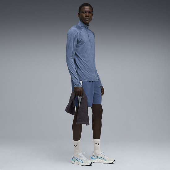 Лонгслив мужской Puma Run Vel Cldspn 1/4 Zip Dark Indigo/Heather - Фото 5 большая