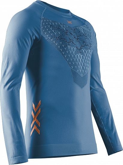 Лонгслив мужской X-Bionic Twyce Run Mineral Blue/Orange - Фото 1 большая