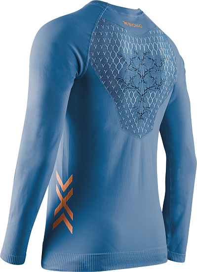 Лонгслив мужской X-Bionic Twyce Run Mineral Blue/Orange - Фото 2 большая