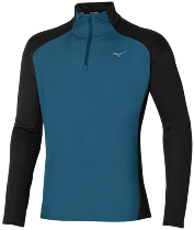 Лонгслив мужской Mizuno Hybrid Ls Black/Blue Wing Teal