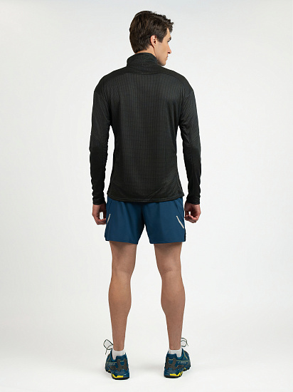 Лонгслив мужской Mizuno Hybrid Half Zip Black/Blue Wing Teal - Фото 7 большая