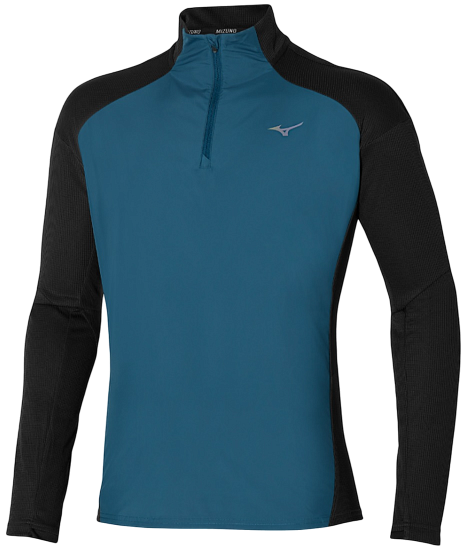 Лонгслив мужской Mizuno Hybrid Ls Black/Blue Wing Teal - Фото 1 большая