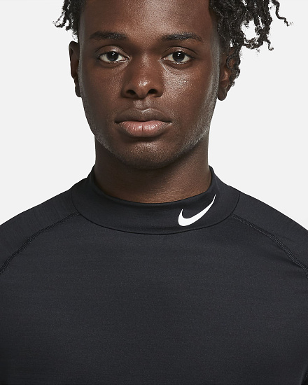 Футболка мужская Nike Pro Warm Black - Фото 4 большая