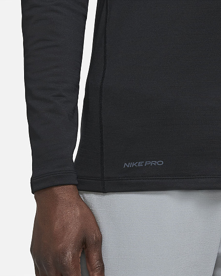 Футболка мужская Nike Pro Warm Black - Фото 5 большая