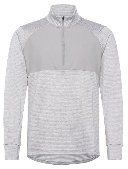 Лонгслив мужской New Balance Athletics Heat Grid 1/2 Zip Athletic Grey - Фото 1 большая