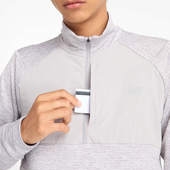 Лонгслив мужской New Balance Athletics Heat Grid 1/2 Zip Athletic Grey - Фото 5 большая