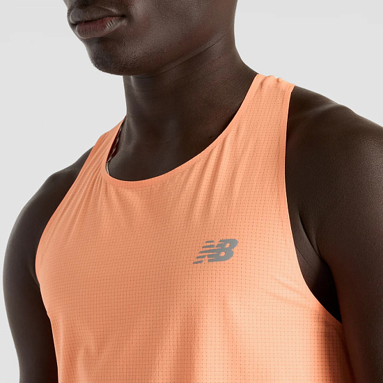 Майка мужская New Balance Race Day Ultra Light Singlet Hot Mango - Фото 6 большая