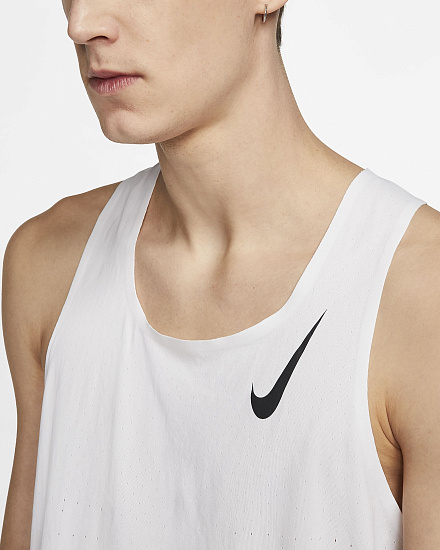 Майка мужская Nike AeroSwift Singlet White - Фото 4 большая