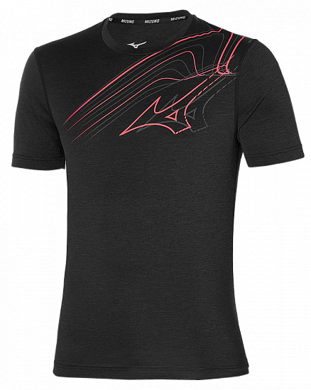 Футболка мужская Mizuno Core Graphic Run Black - Фото 1 большая