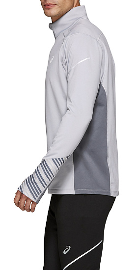 Футболка мужская ASICS Lite-Show 2 Winter LS 1/2 Zip Top Piedmont Grey/Metropolis - Фото 2 большая