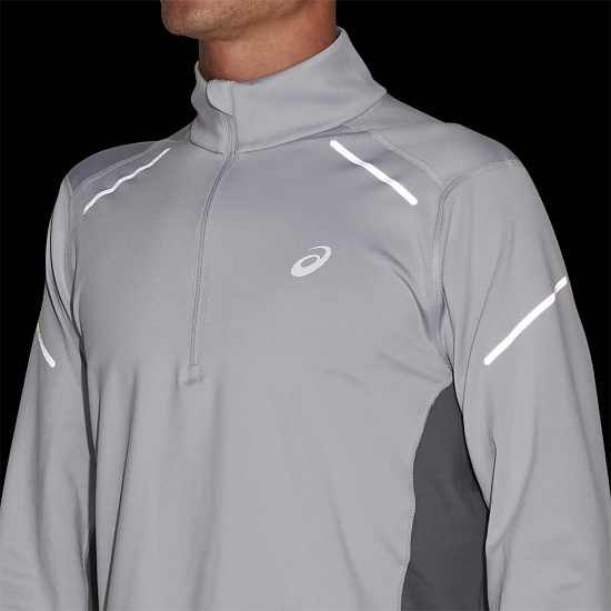 Футболка мужская ASICS Lite-Show 2 Winter LS 1/2 Zip Top Piedmont Grey/Metropolis - Фото 8 большая