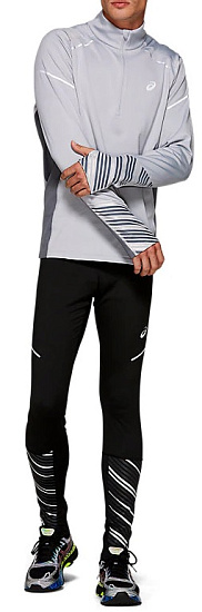 Футболка мужская ASICS Lite-Show 2 Winter LS 1/2 Zip Top Piedmont Grey/Metropolis - Фото 9 большая