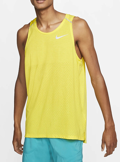 Майка мужская Nike Breath Rise 365 Opti Yellow/Htr/Reflective Silver - Фото 3 большая