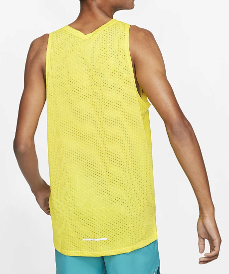 Майка мужская Nike Breath Rise 365 Opti Yellow/Htr/Reflective Silver - Фото 4 большая