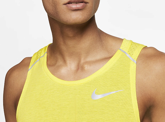 Майка мужская Nike Breath Rise 365 Opti Yellow/Htr/Reflective Silver - Фото 5 большая